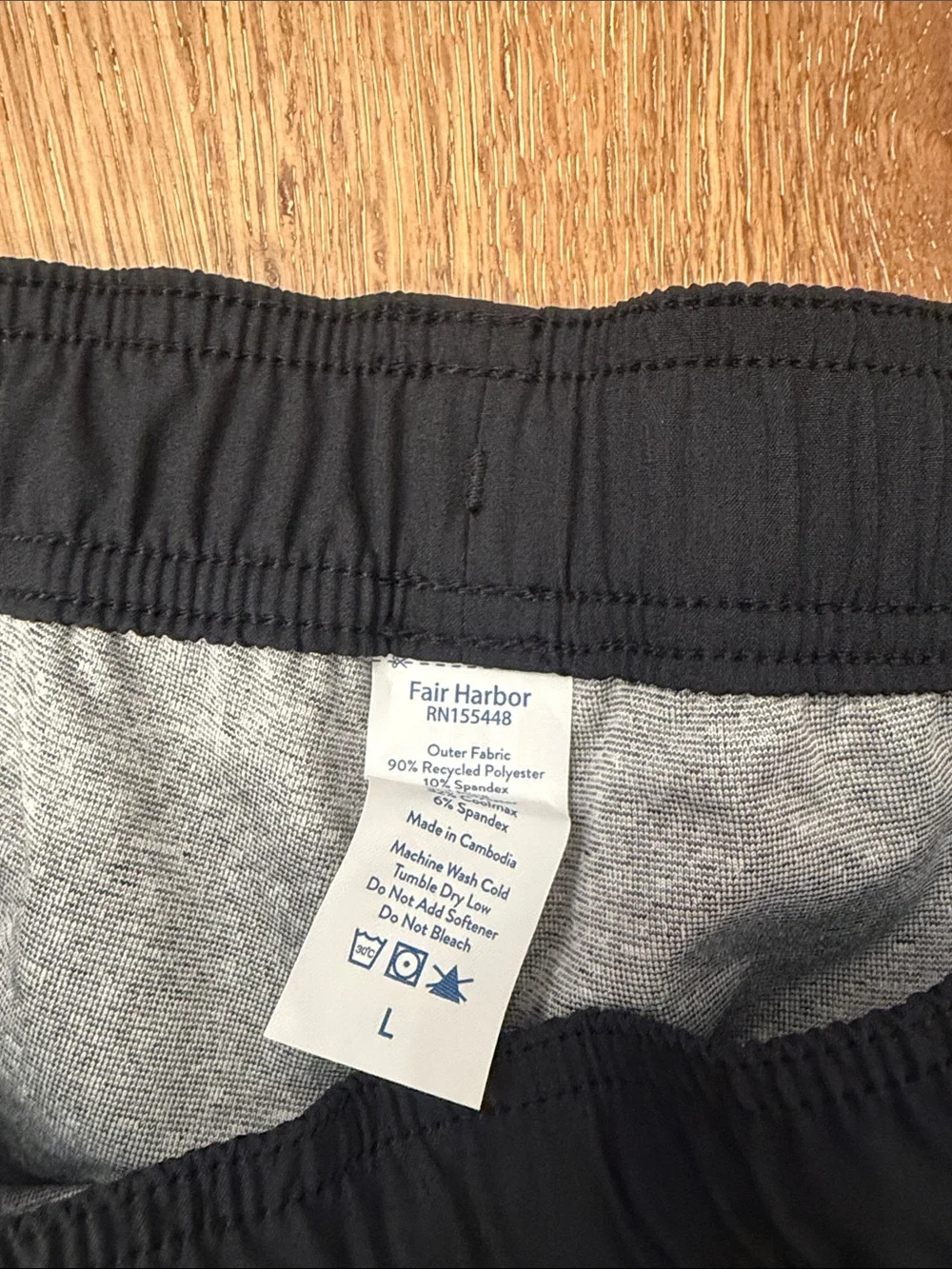 Fair Harbor Black Swim Shorts with Cream Drawstring Accent